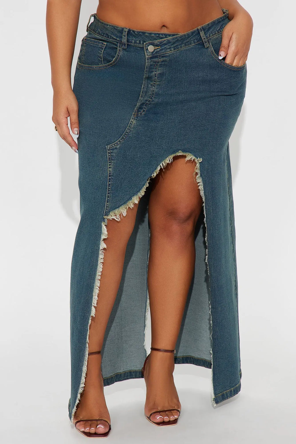 Mixed Signals Denim Maxi Skirt - Vintage Wash 