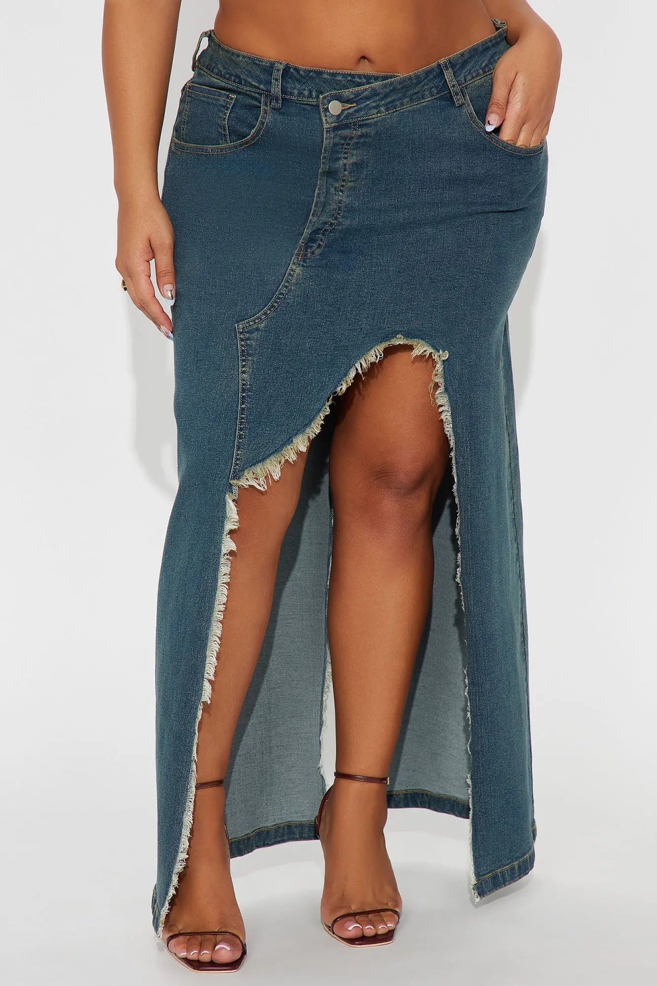 Mixed Signals Denim Maxi Skirt - Vintage Wash 