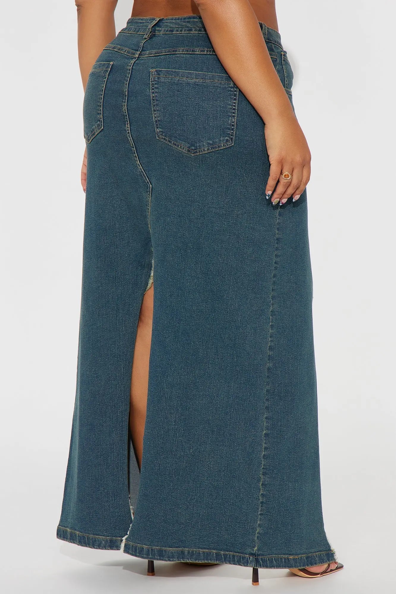 Mixed Signals Denim Maxi Skirt - Vintage Wash 