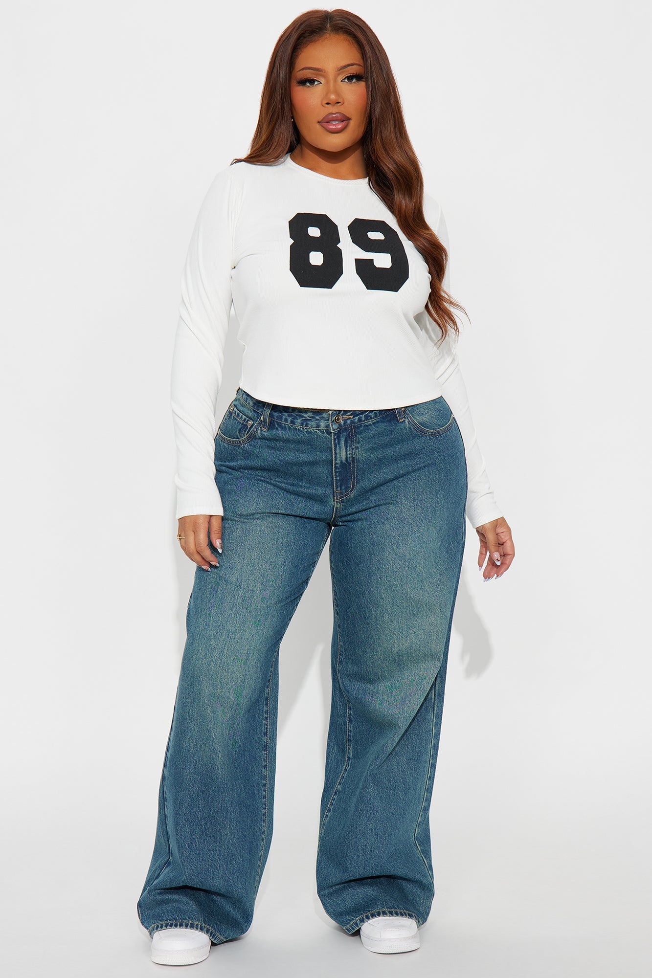 89 Ribbed Long Sleeve Baby Tee - White