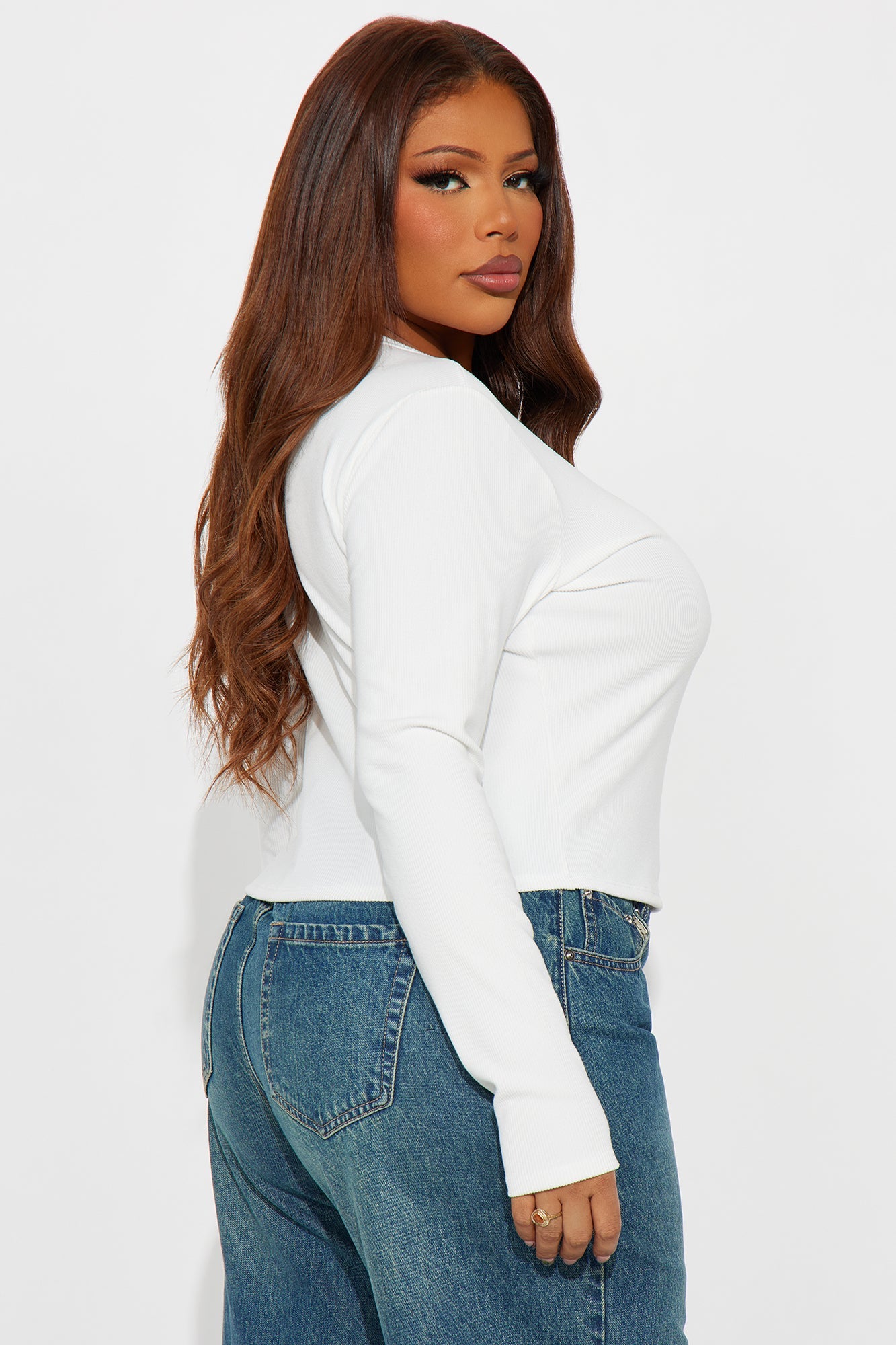 89 Ribbed Long Sleeve Baby Tee - White