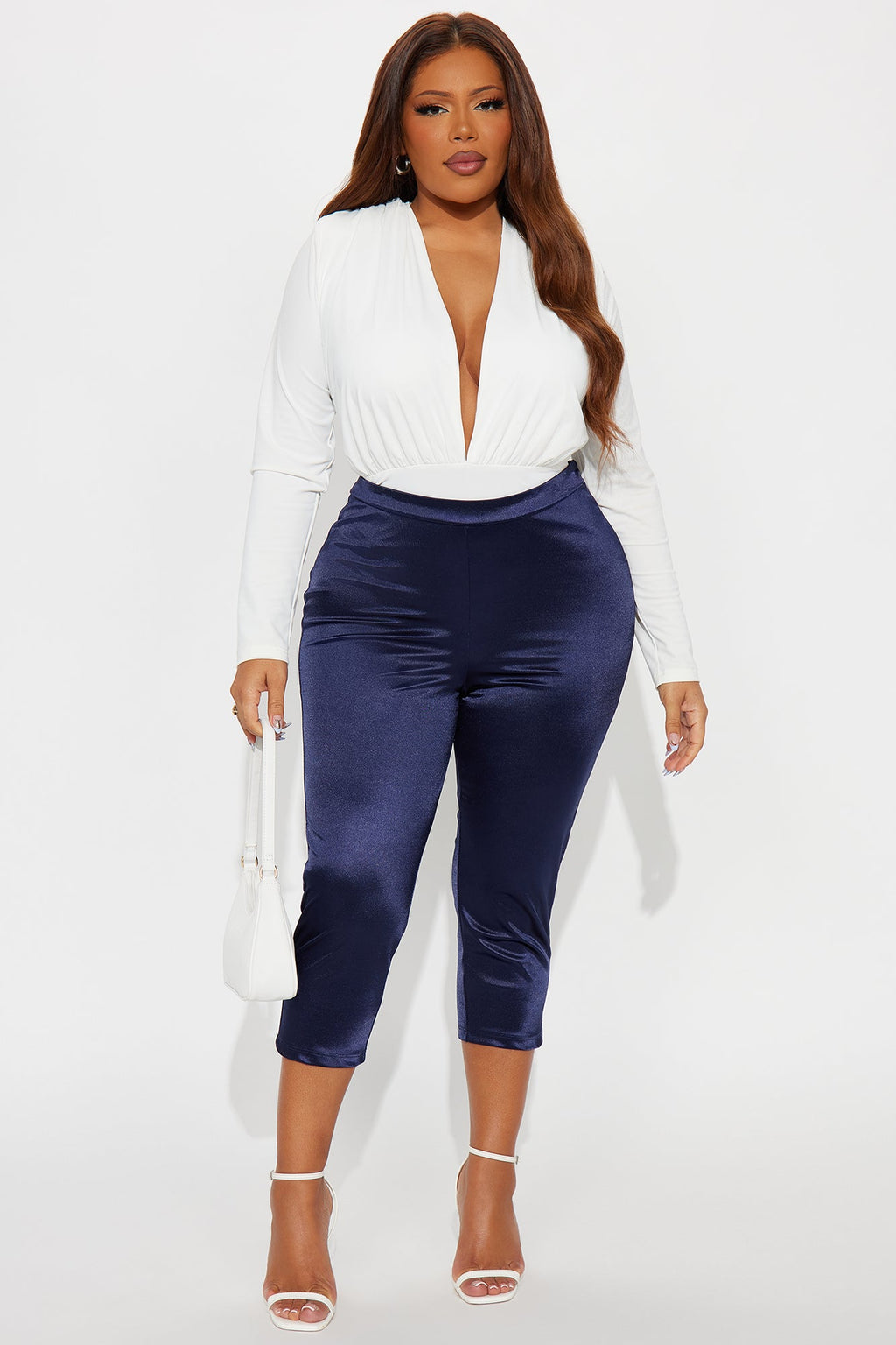 Selene Satin Capri Pant 21″ - Navy