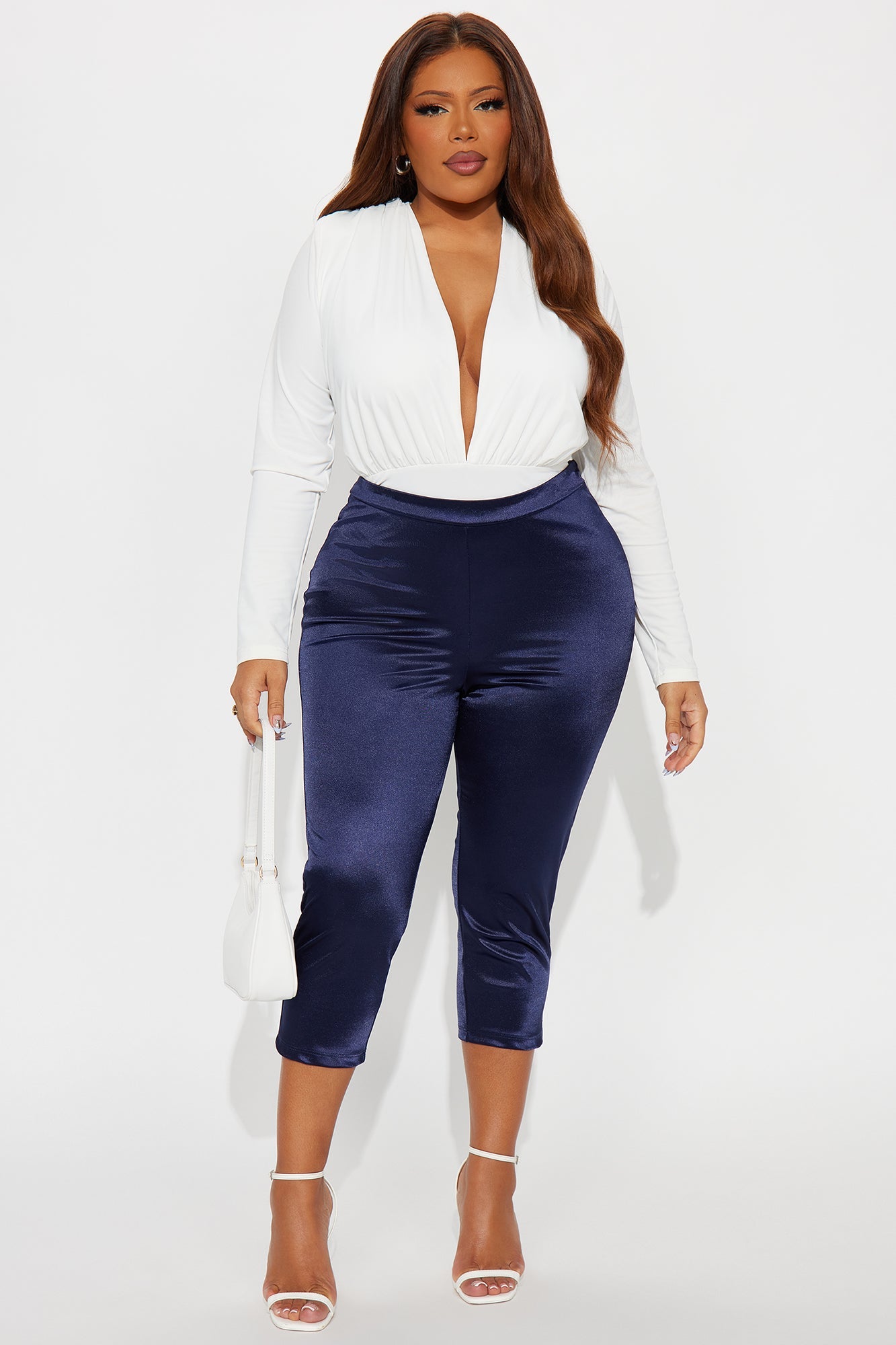 Selene Satin Capri Pant 21″ - Navy