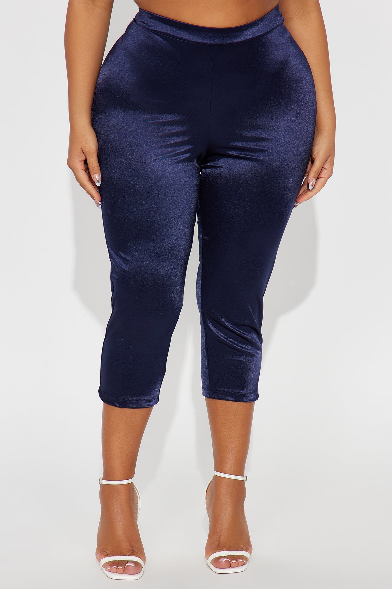Selene Satin Capri Pant 21″ - Navy
