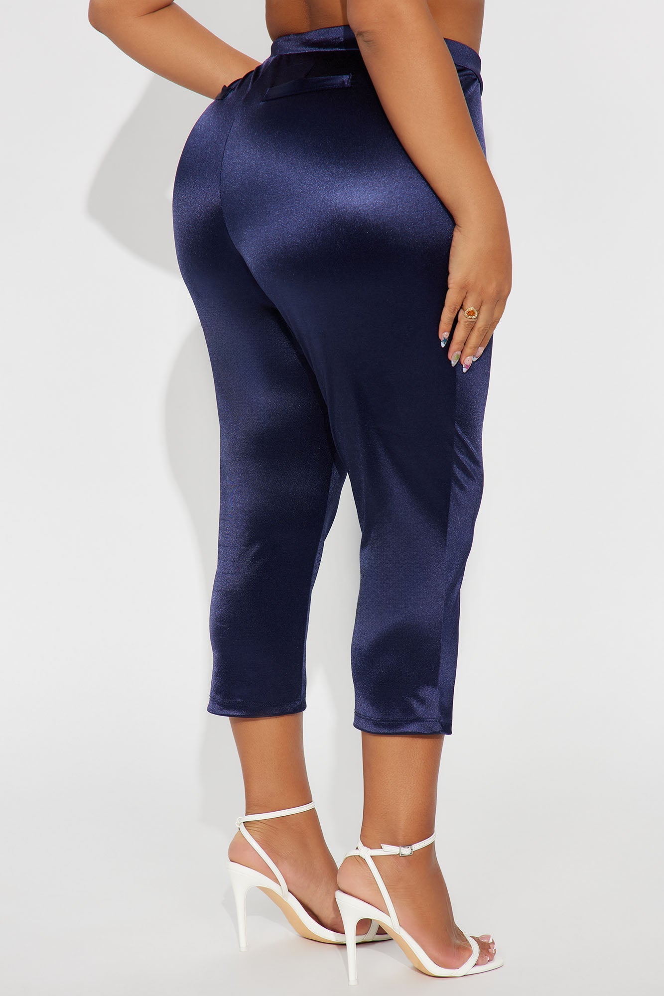Selene Satin Capri Pant 21″ - Navy