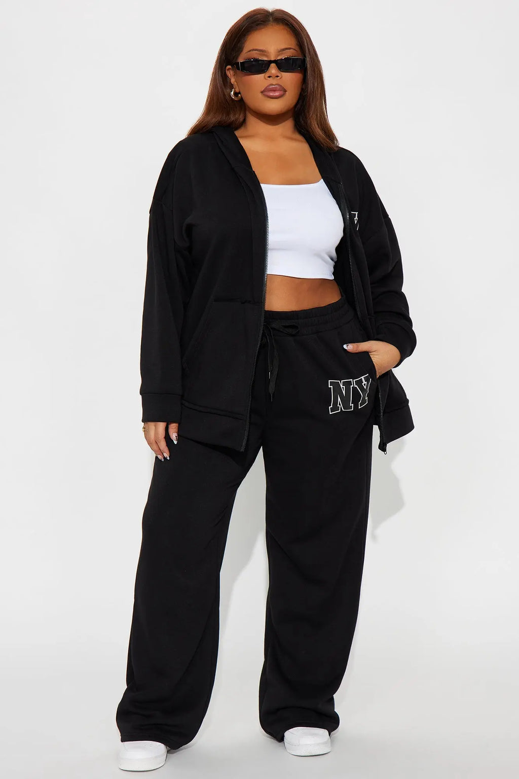 NY Oversized Fleece Pant Set - Black 