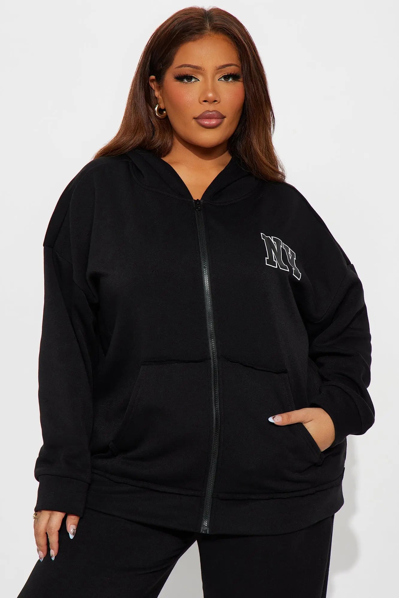 NY Oversized Fleece Pant Set - Black 