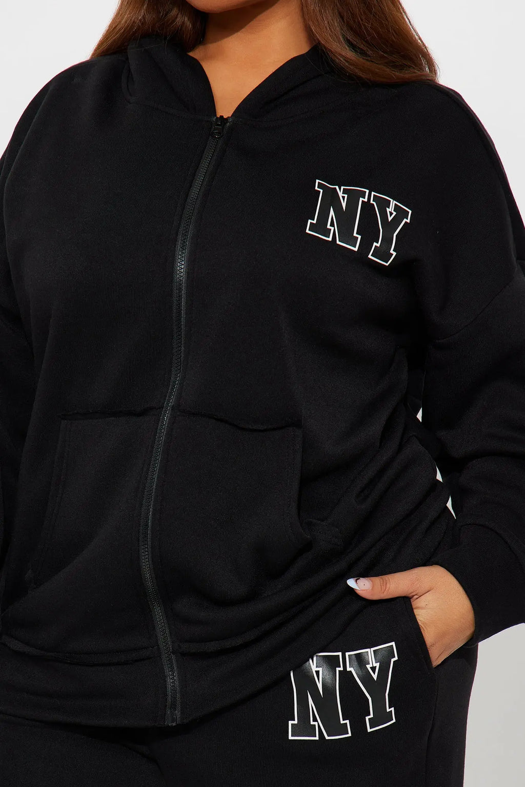 NY Oversized Fleece Pant Set - Black 