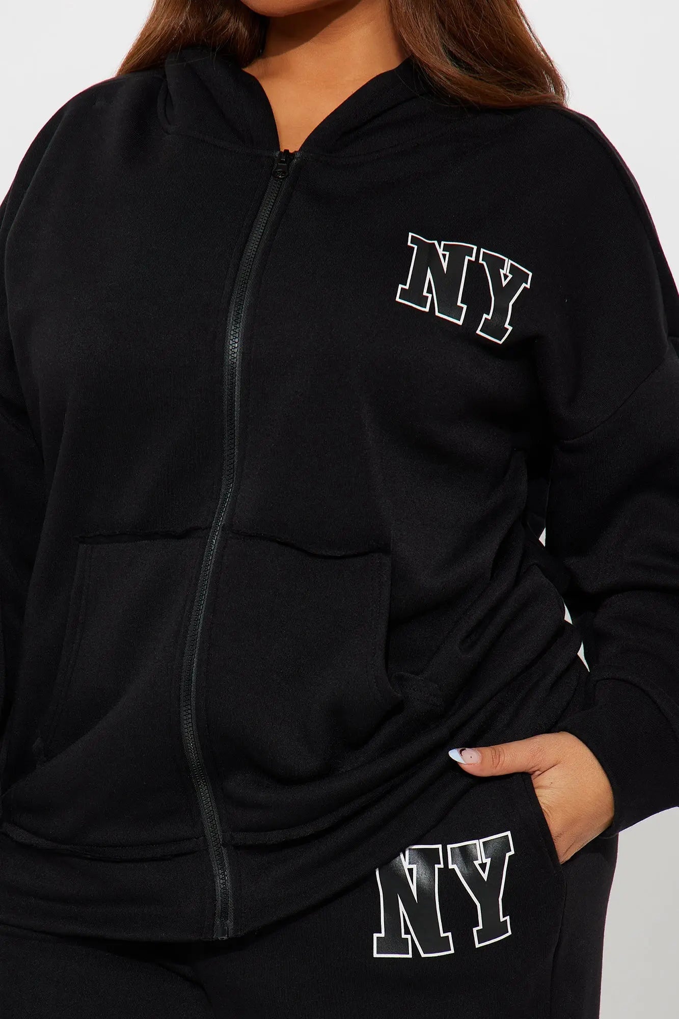 NY Oversized Fleece Pant Set - Black 