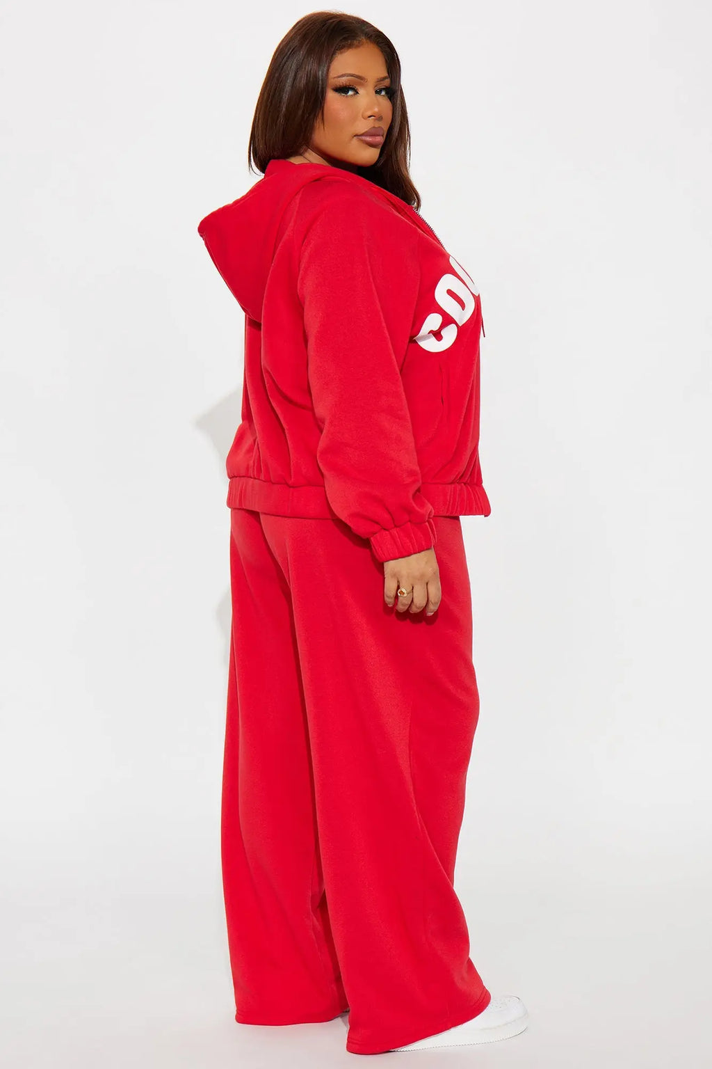 Couture Comfort Zip Up Fleece Pant Set - Red 