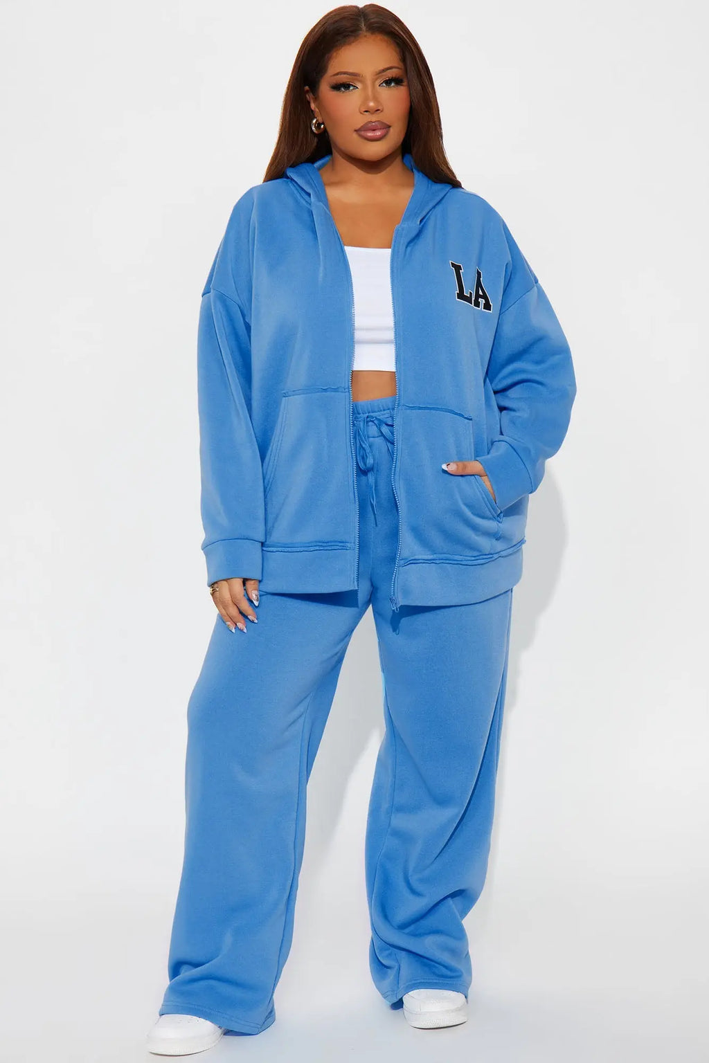 LA Oversized Fleece Pant Set - Blue 