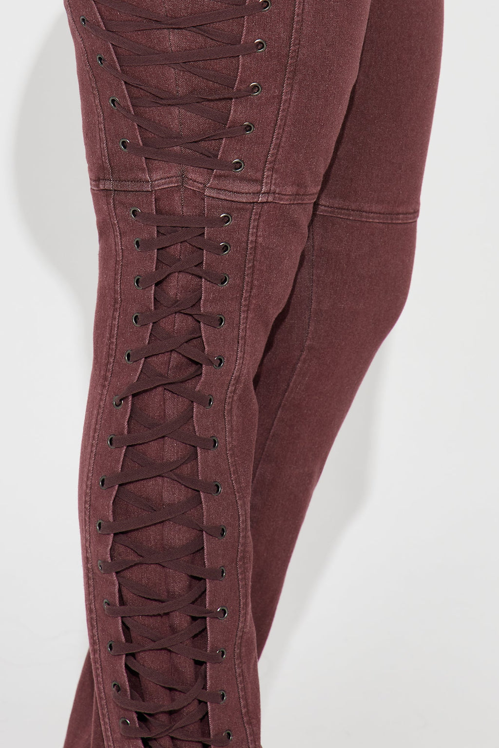After Hours Lace Up Flare Pant - Wine