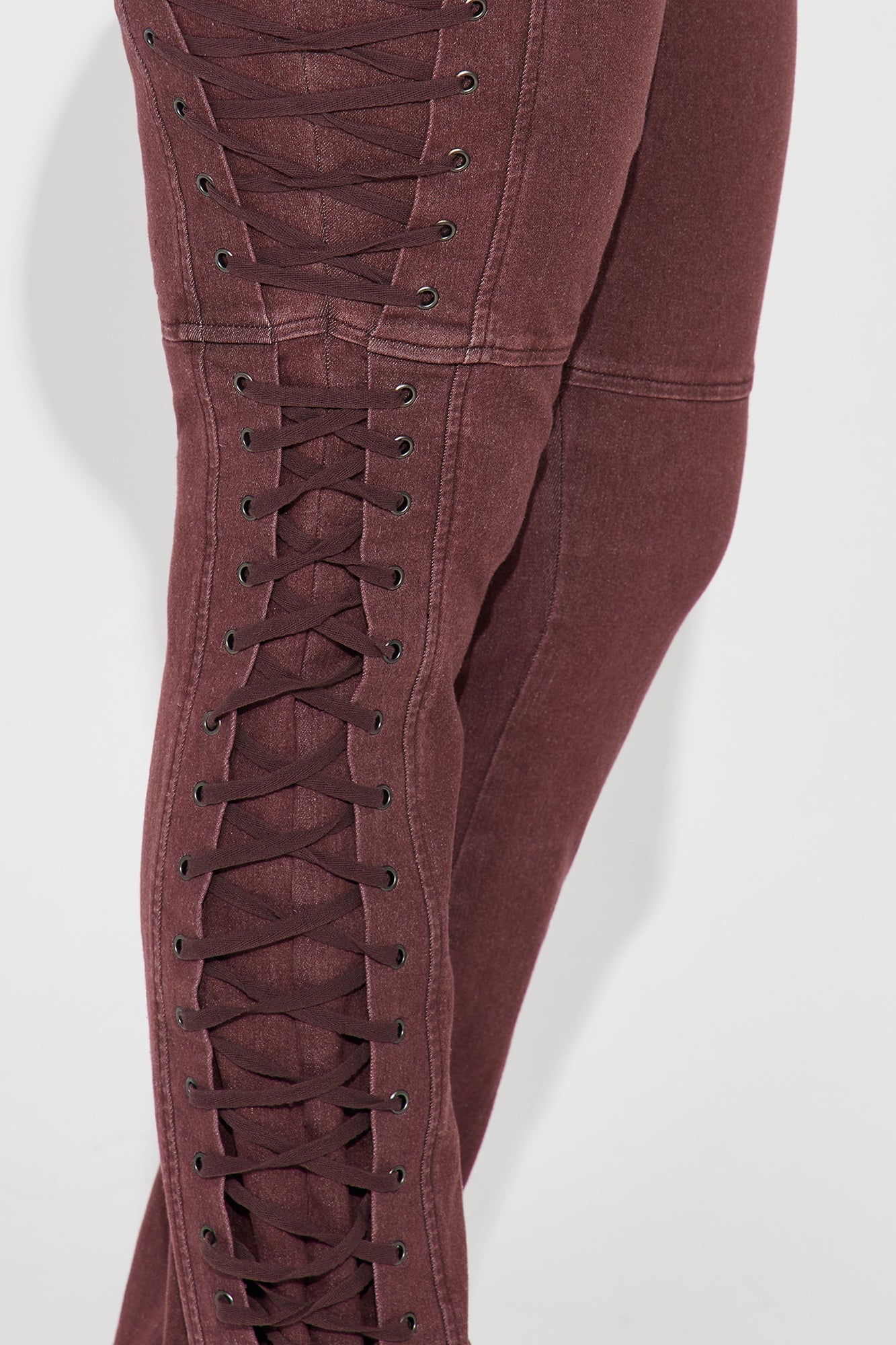 After Hours Lace Up Flare Pant - Wine
