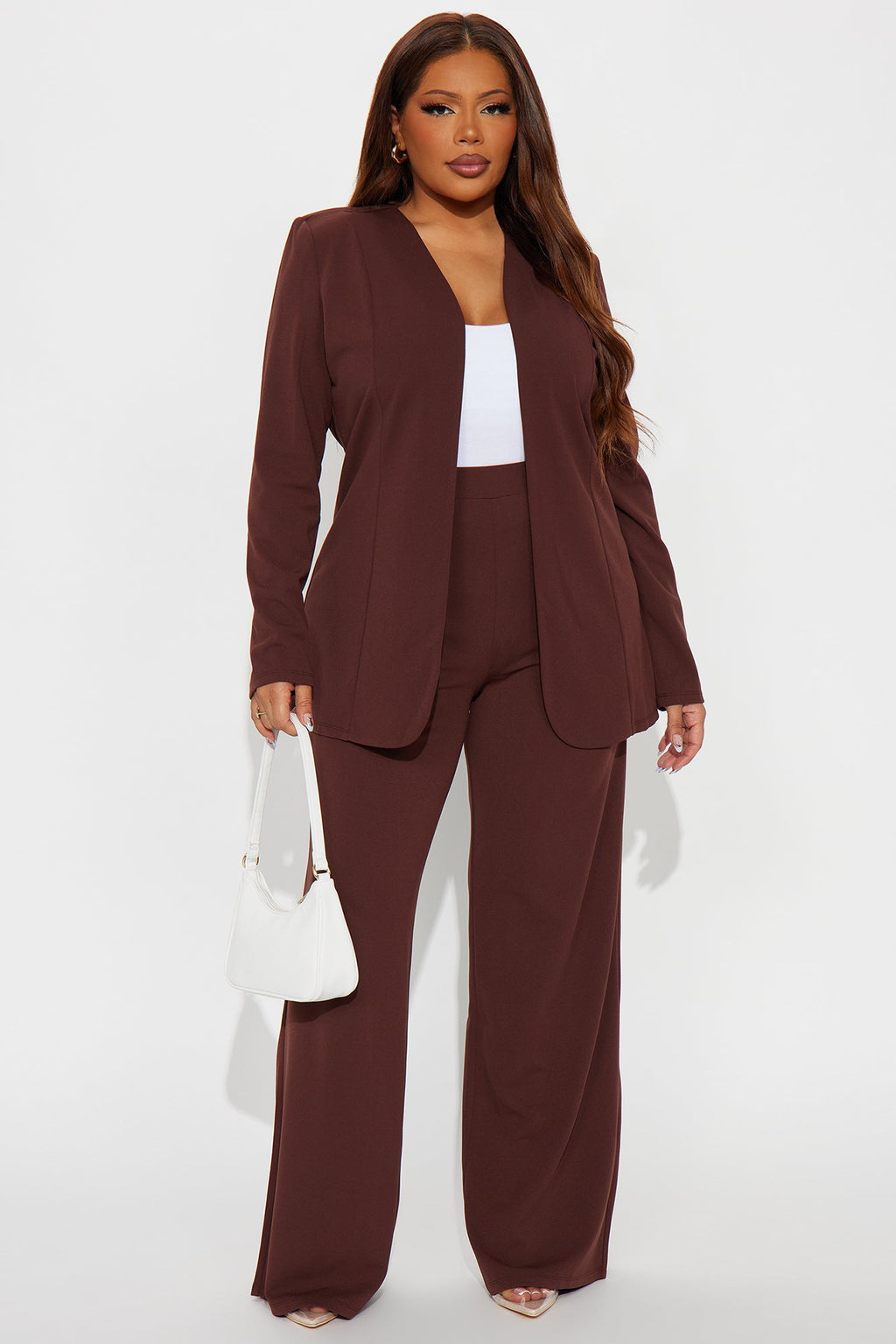 Payin' It Forward Wide Leg Pant Set - Chocolate