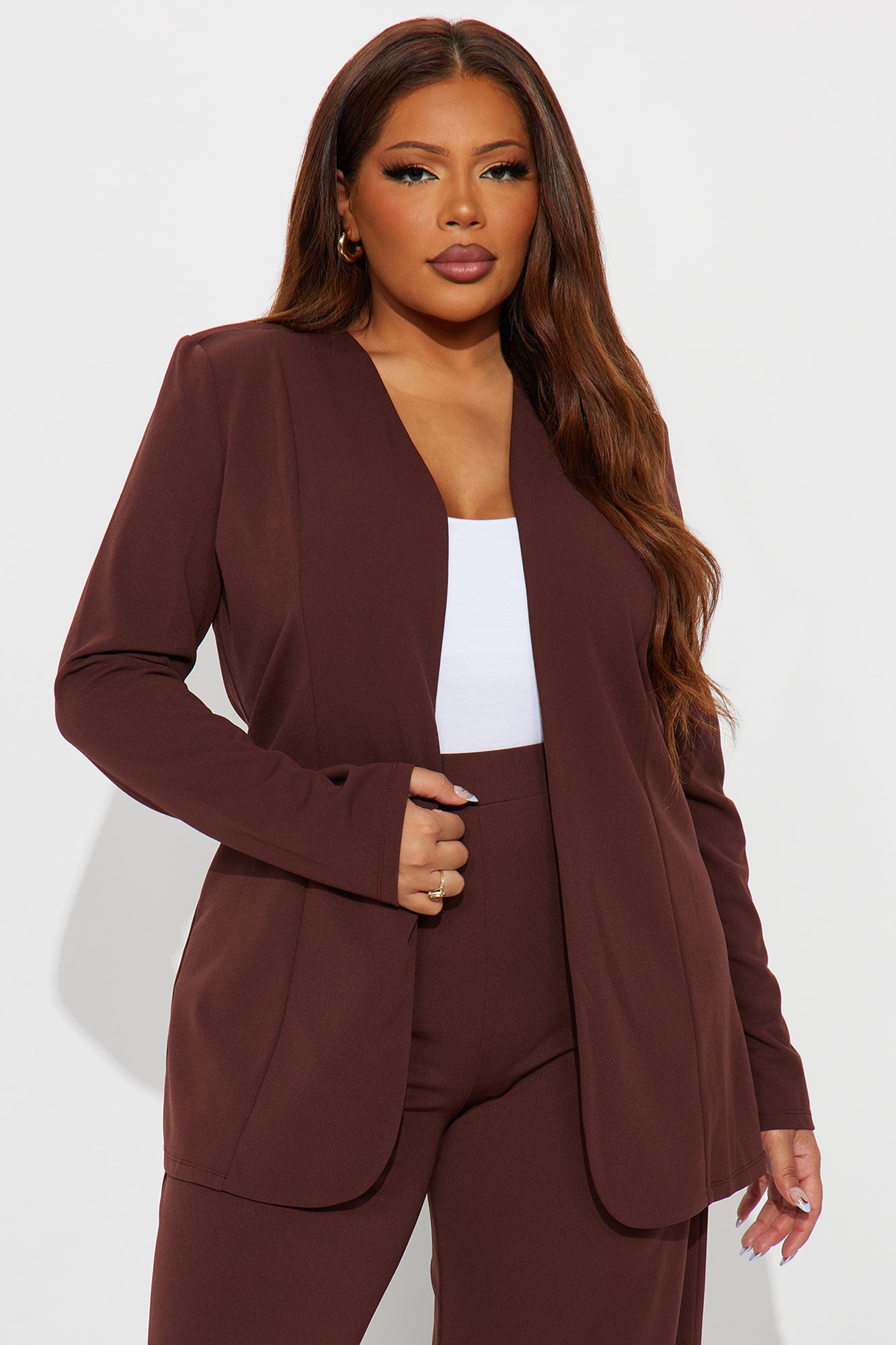 Payin' It Forward Wide Leg Pant Set - Chocolate
