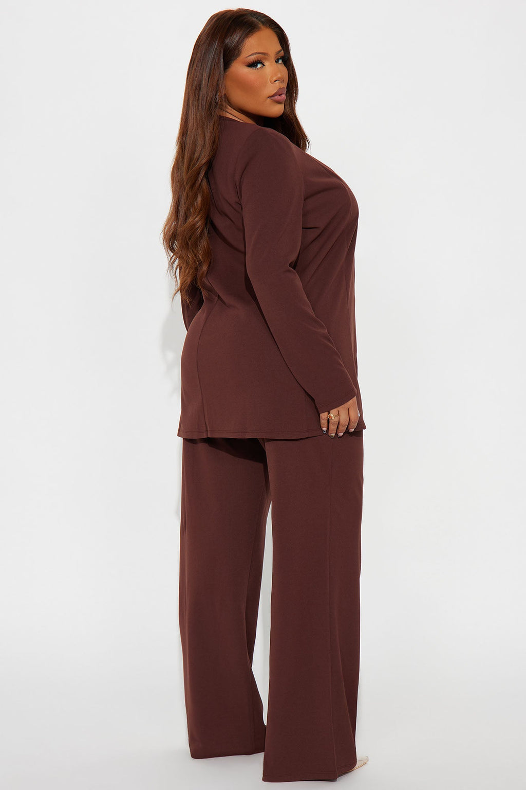 Payin' It Forward Wide Leg Pant Set - Chocolate