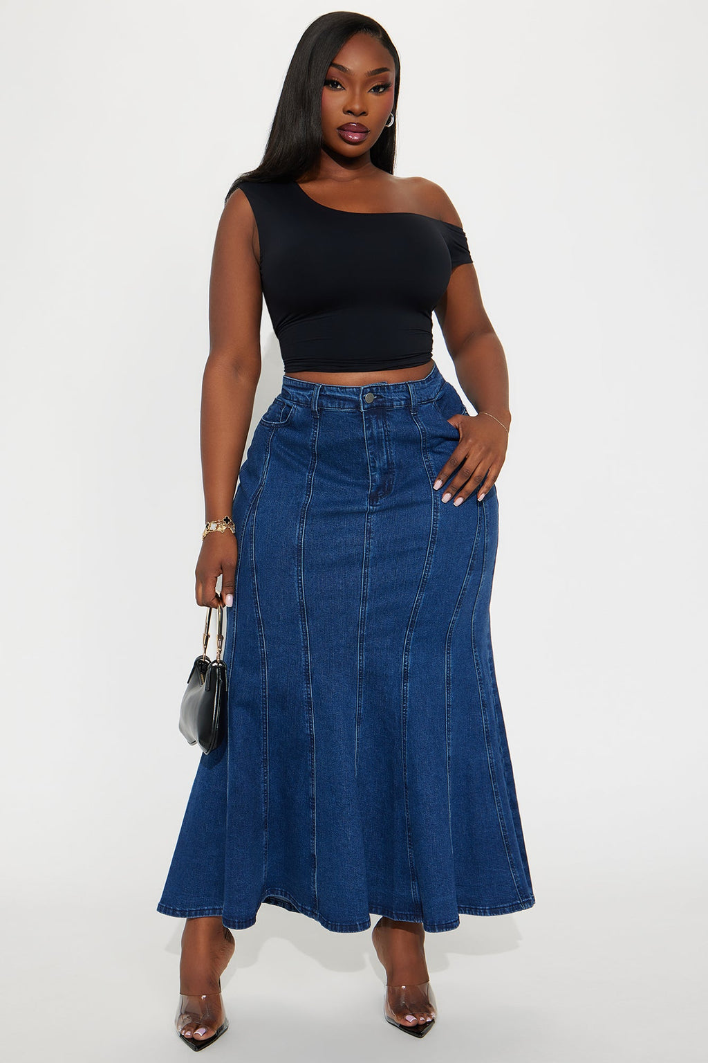 Brooke Denim Maxi Skirt - Dark Wash