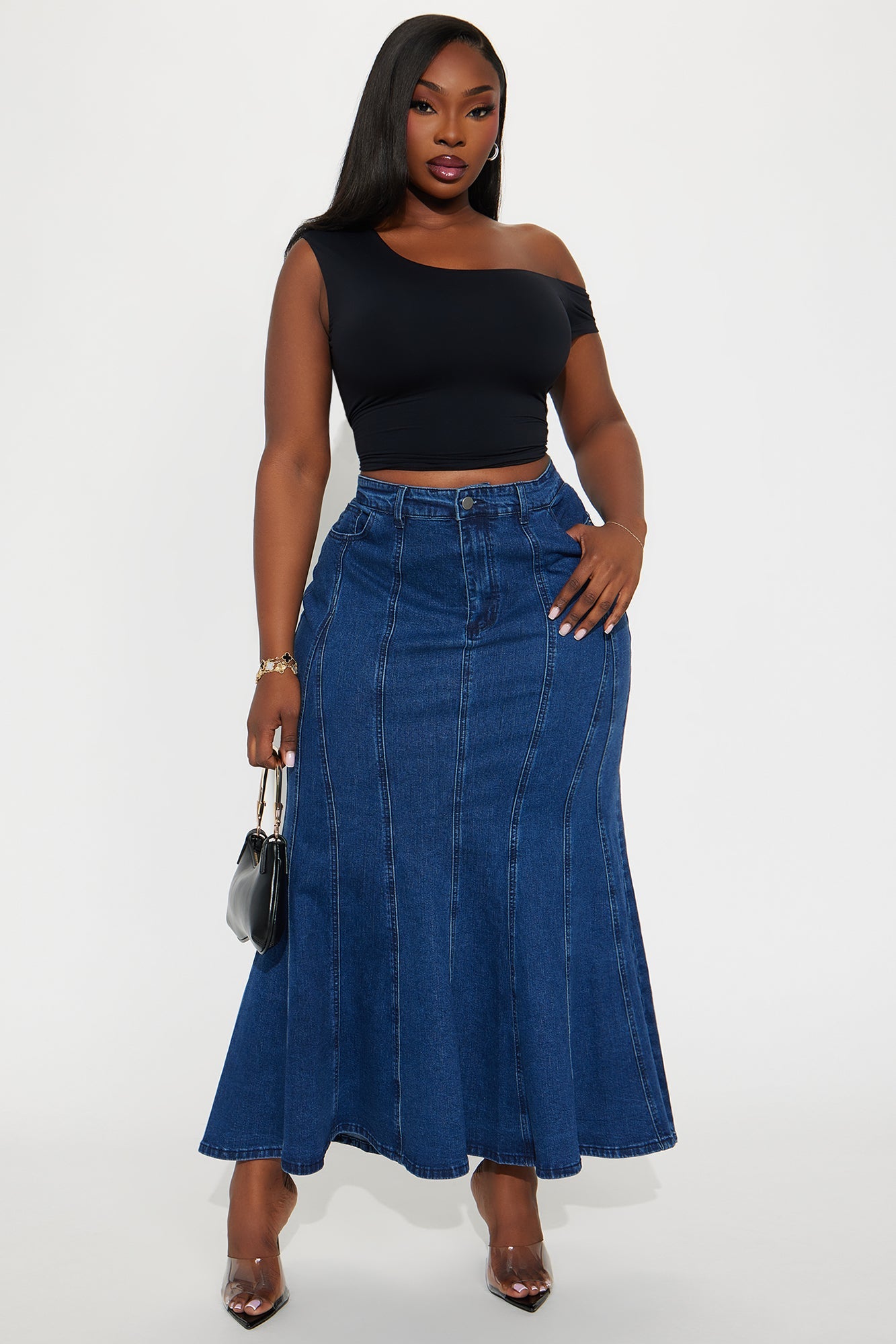 Brooke Denim Maxi Skirt - Dark Wash