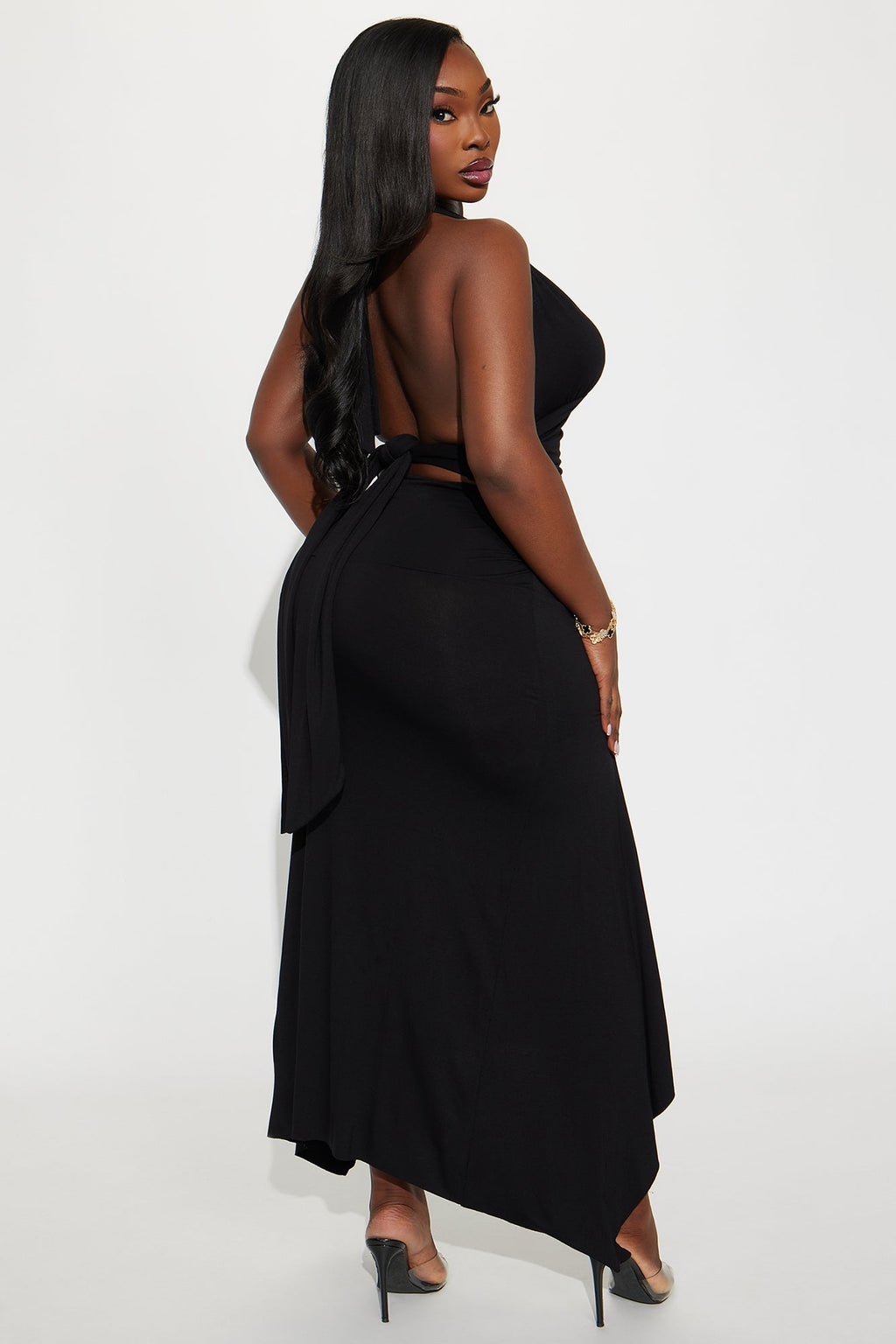 Alina Asymmetric Skirt Set - Black