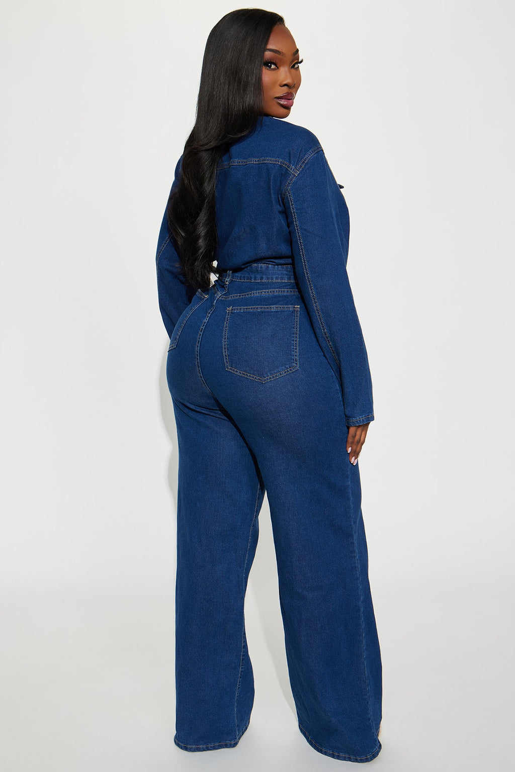 Tatiana Denim Wide Leg Jumpsuit - Medium Wash