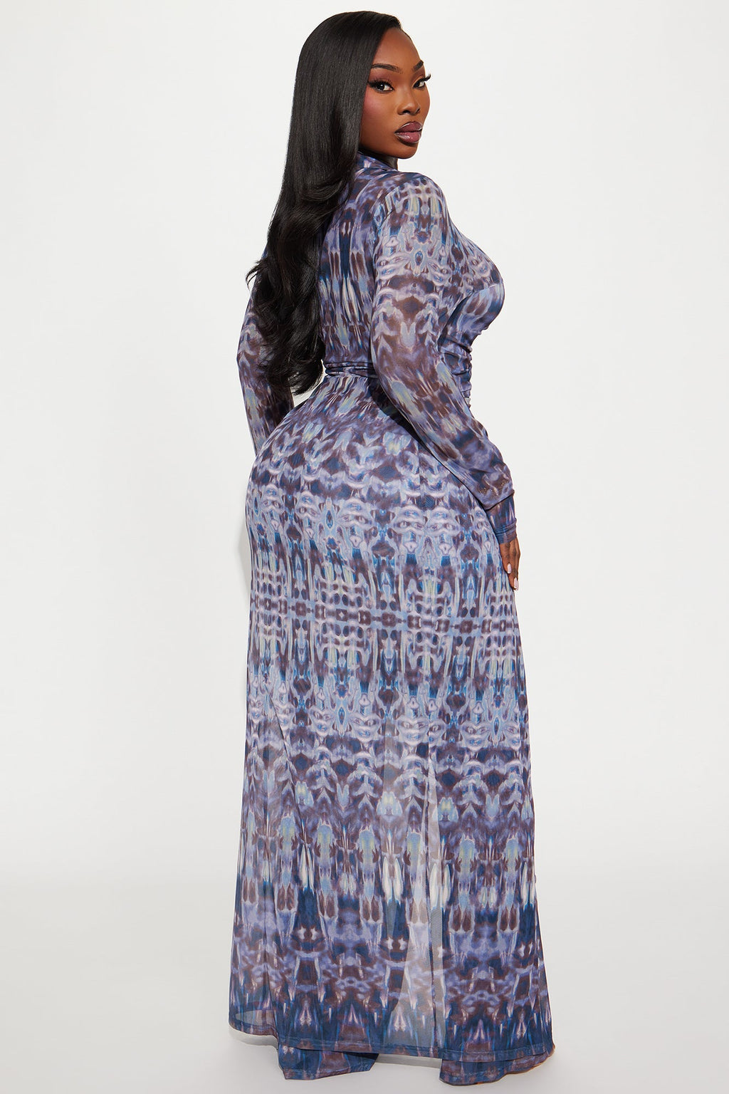 Elise Flowy Shirt And Mesh Pant Set - Plum 