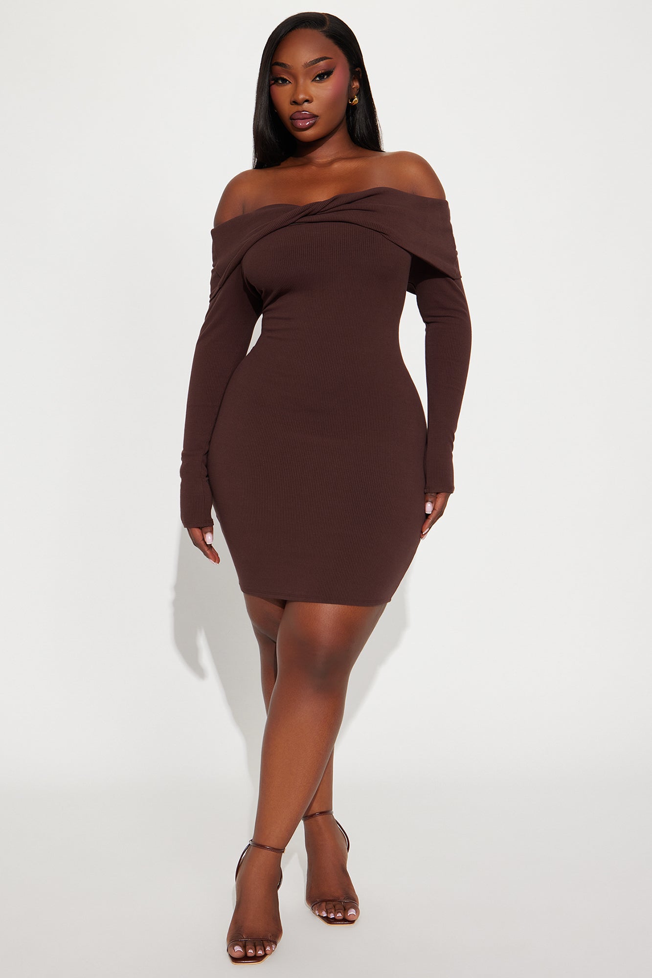 Nadia Snatched Mini Dress - Chocolate