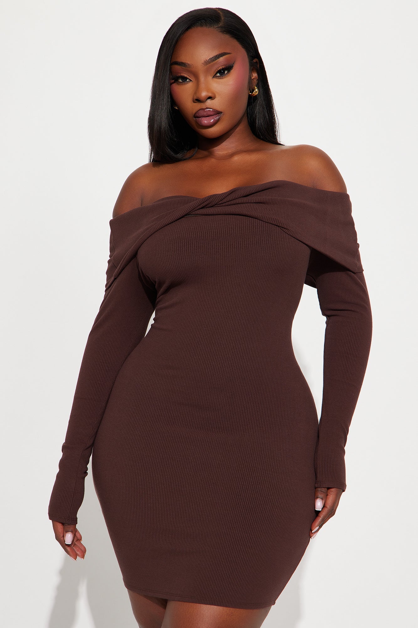 Nadia Snatched Mini Dress - Chocolate