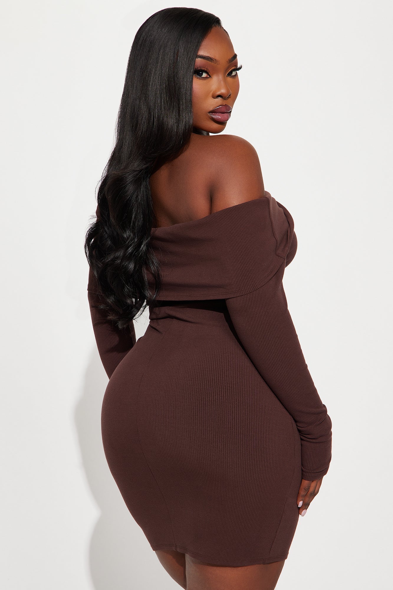 Nadia Snatched Mini Dress - Chocolate