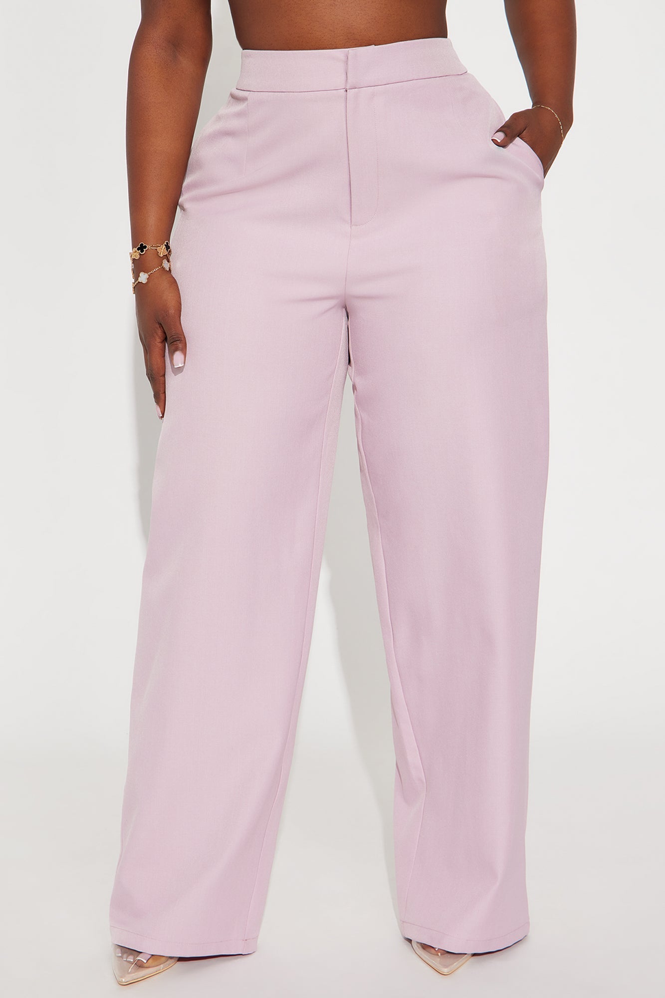Close The Deal Wide Leg Trouser Pant 33″ - Pink 