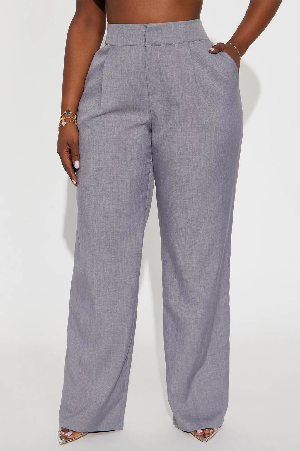 Rachel Straight Leg Trouser Pant 33″ - Grey 