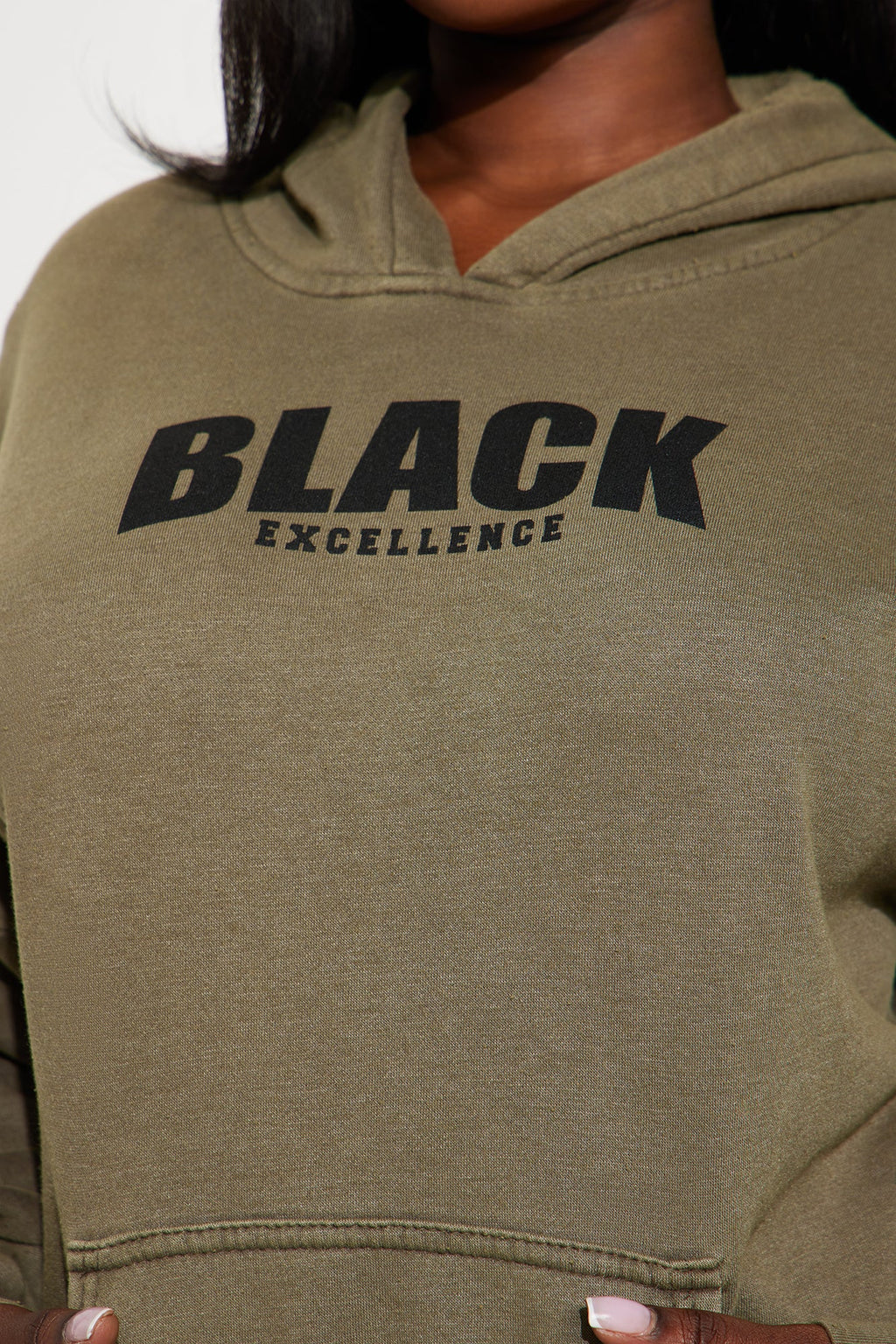 Black Excellence Washed Fleece Hoodie - Olive