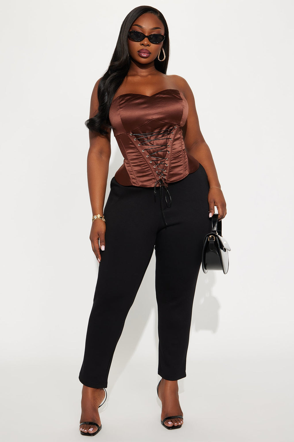 Kiss And Tell Lace Up Corset - Chocolate