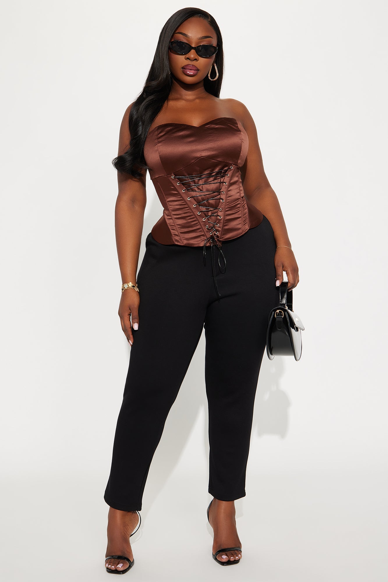 Kiss And Tell Lace Up Corset - Chocolate