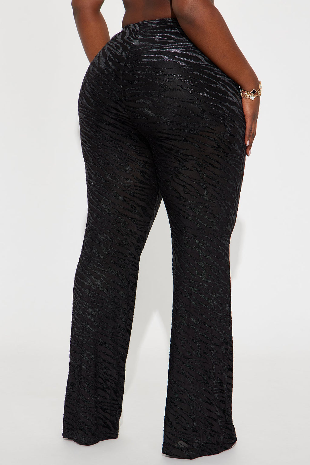 Aryanna Mesh Flocked Straight Leg Zebra Pant 33 - Black 