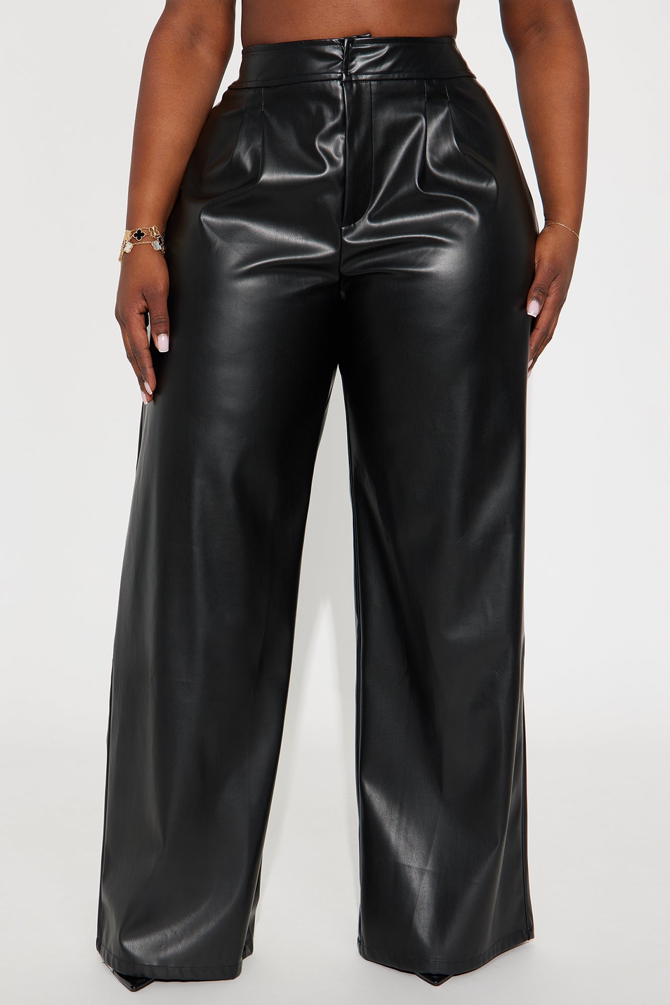Going Somewhere Faux Leather Wide Leg Pant 33 - Black