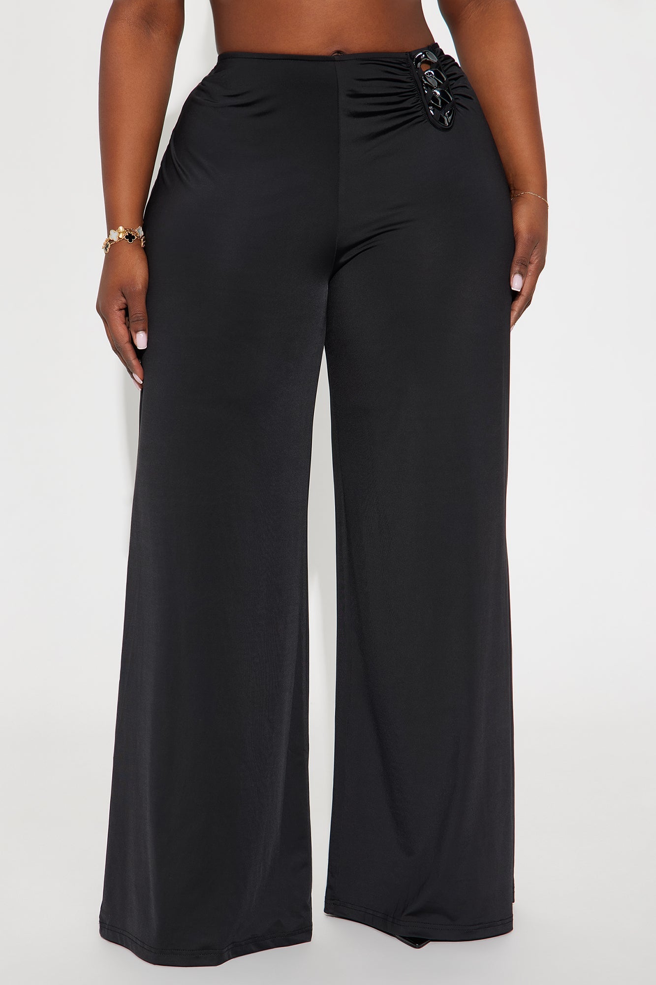 Walk My Way Slinky Wide Leg Pant 33″ - Black