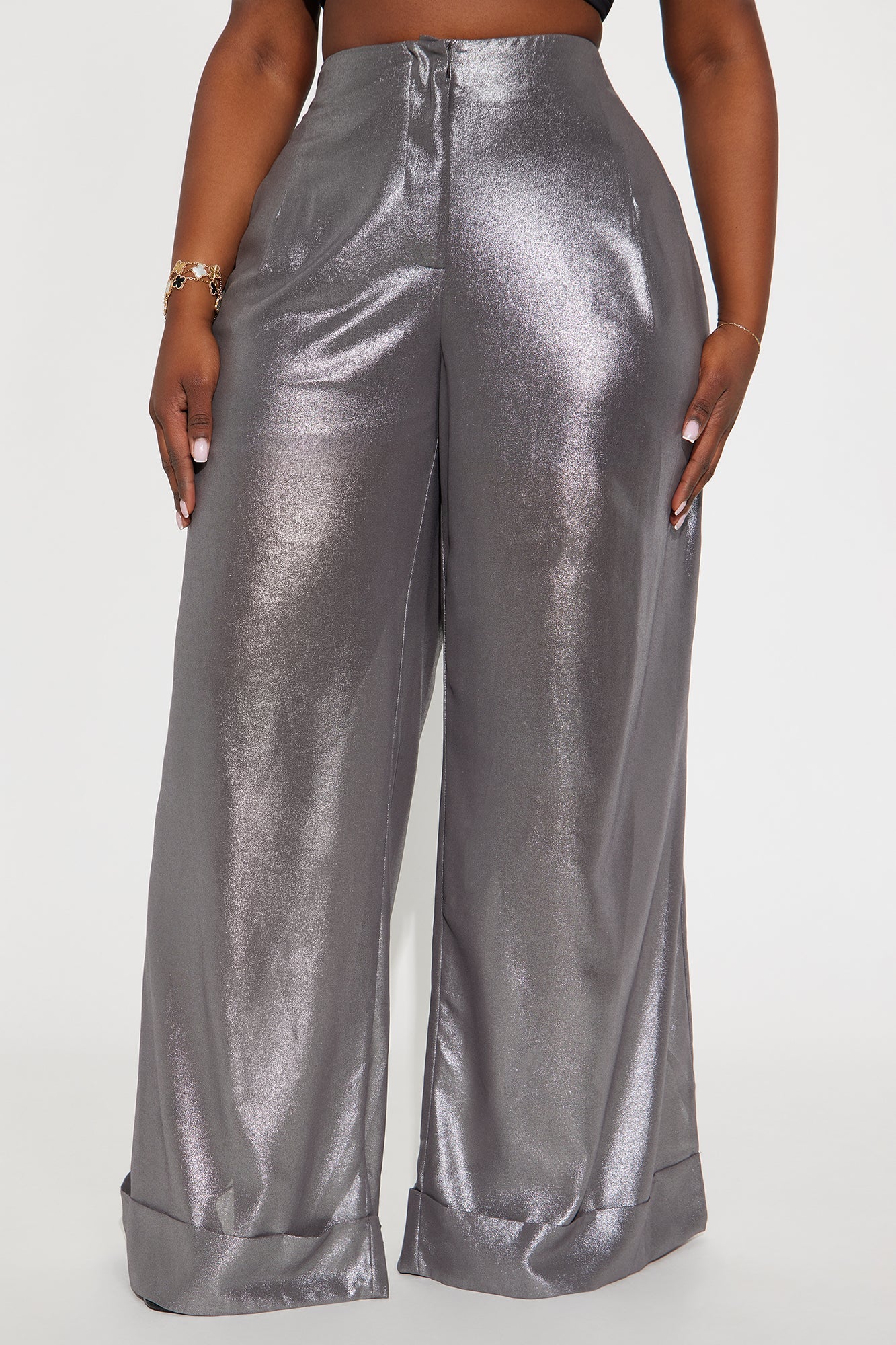 Romantically Spoiled Organza Metallic Wide Leg Pant 33 - Grey