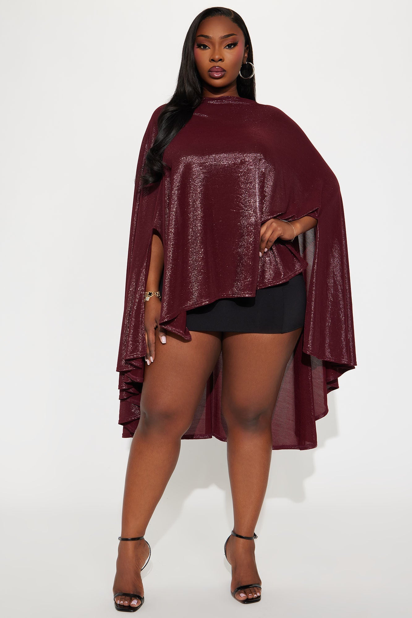 Parisa Draped Asymmetrical Top - Burgundy