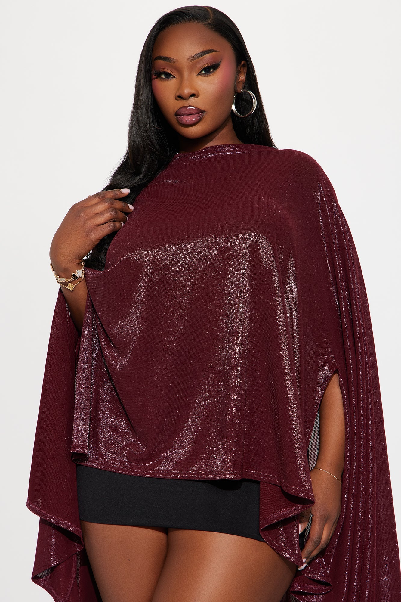 Parisa Draped Asymmetrical Top - Burgundy
