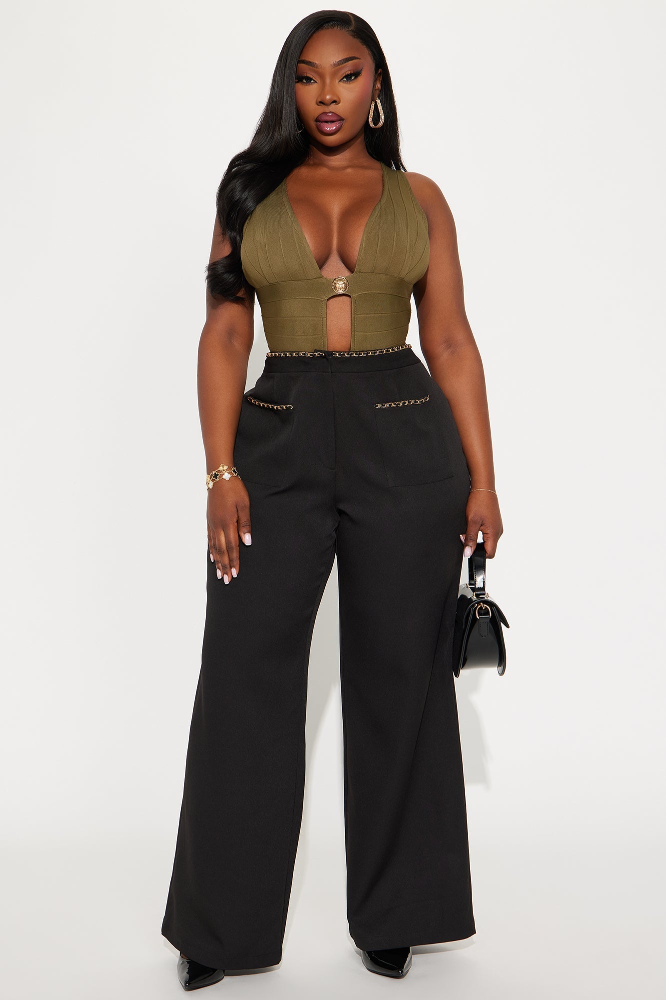 Sania Wide Leg Trouser Pant 33″ - Black 