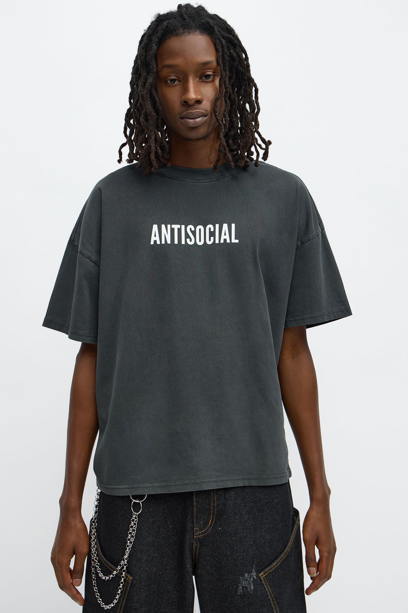 Antisocial Oversized Short Sleeve Tee - Black Wash