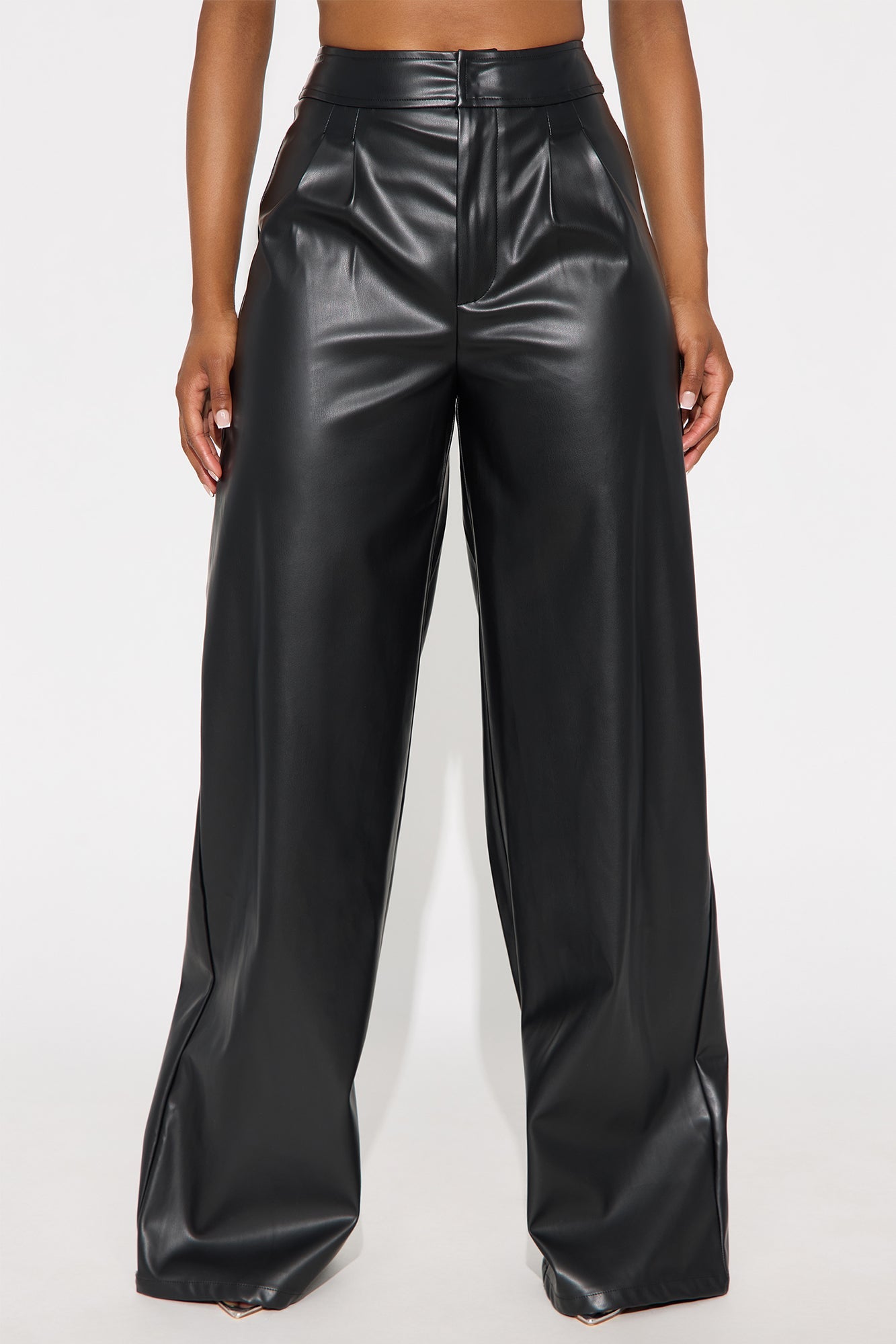 Going Somewhere Faux Leather Wide Leg Pant 33 - Black