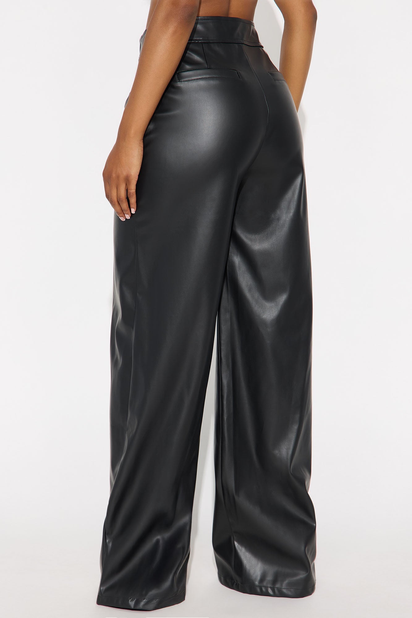 Going Somewhere Faux Leather Wide Leg Pant 33 - Black