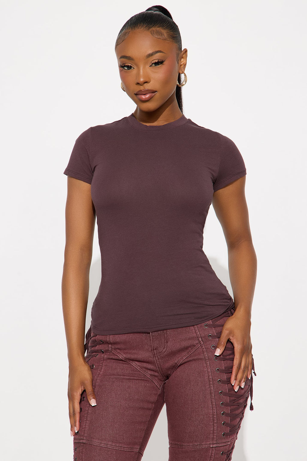 Camilla Classic Fit Crew Neck Tee - Chocolate