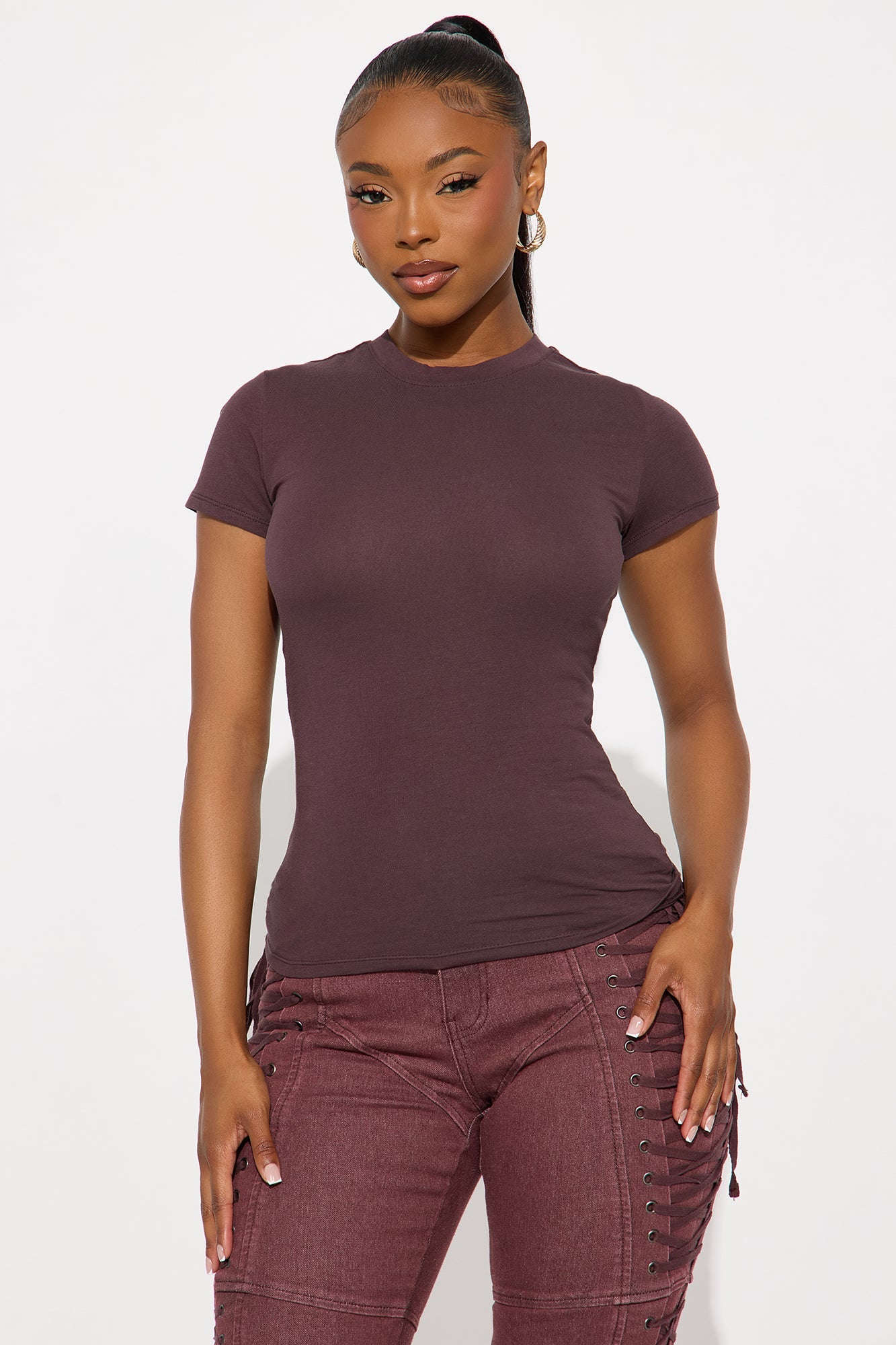 Camilla Classic Fit Crew Neck Tee - Chocolate