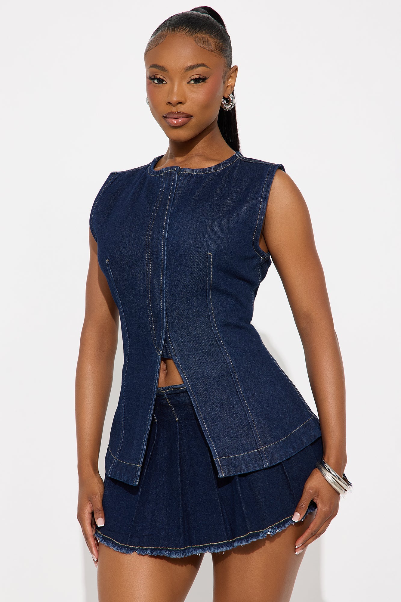 Denim Chic Vest Top - Dark Wash