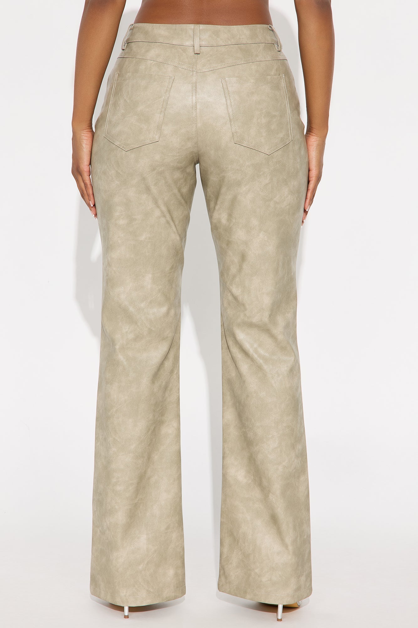 Simi Washed Faux Leather Flare Leg Pant 33″ - Stone