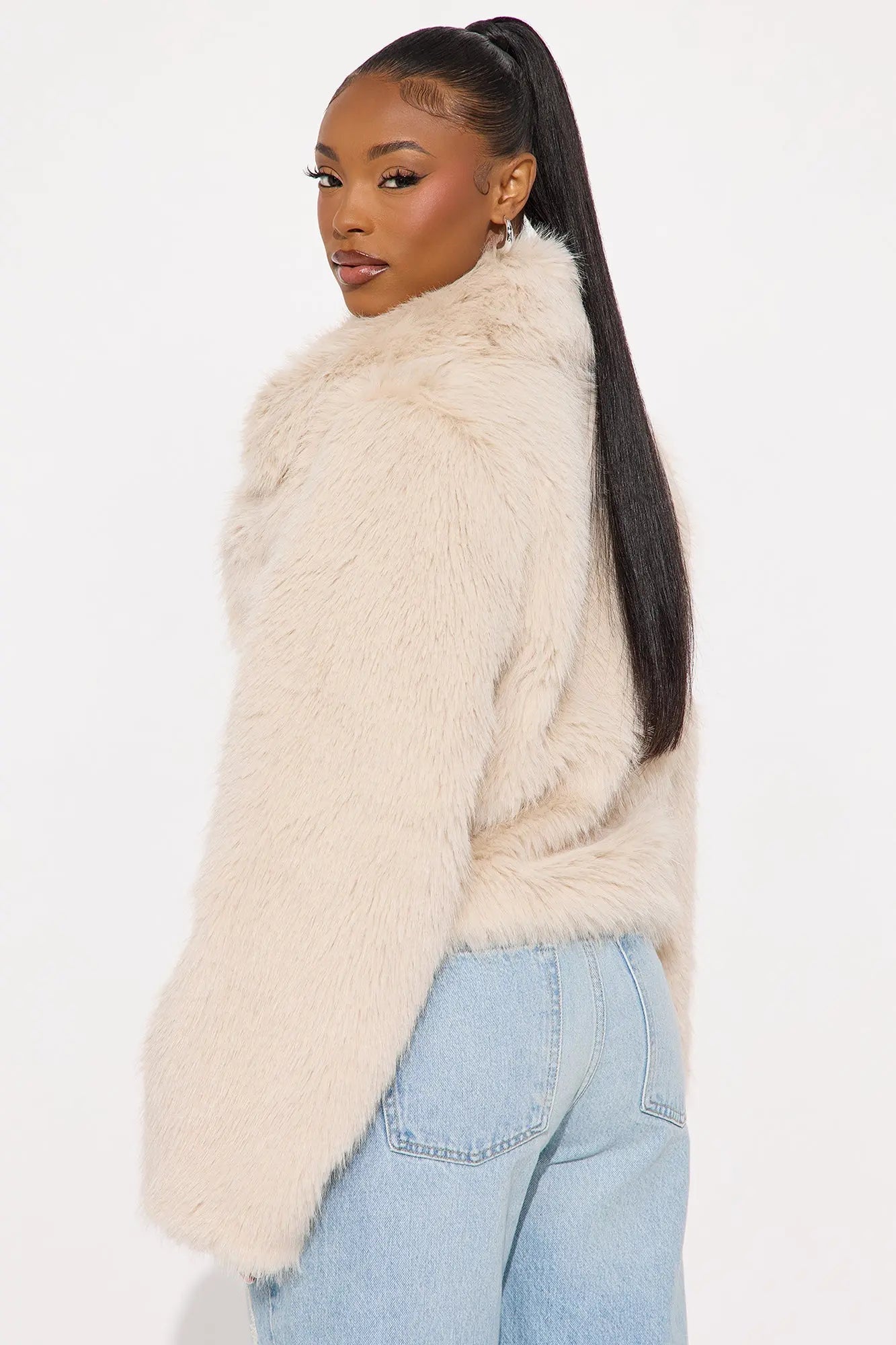 Rich Energy Faux Fur Coat - Champagne 