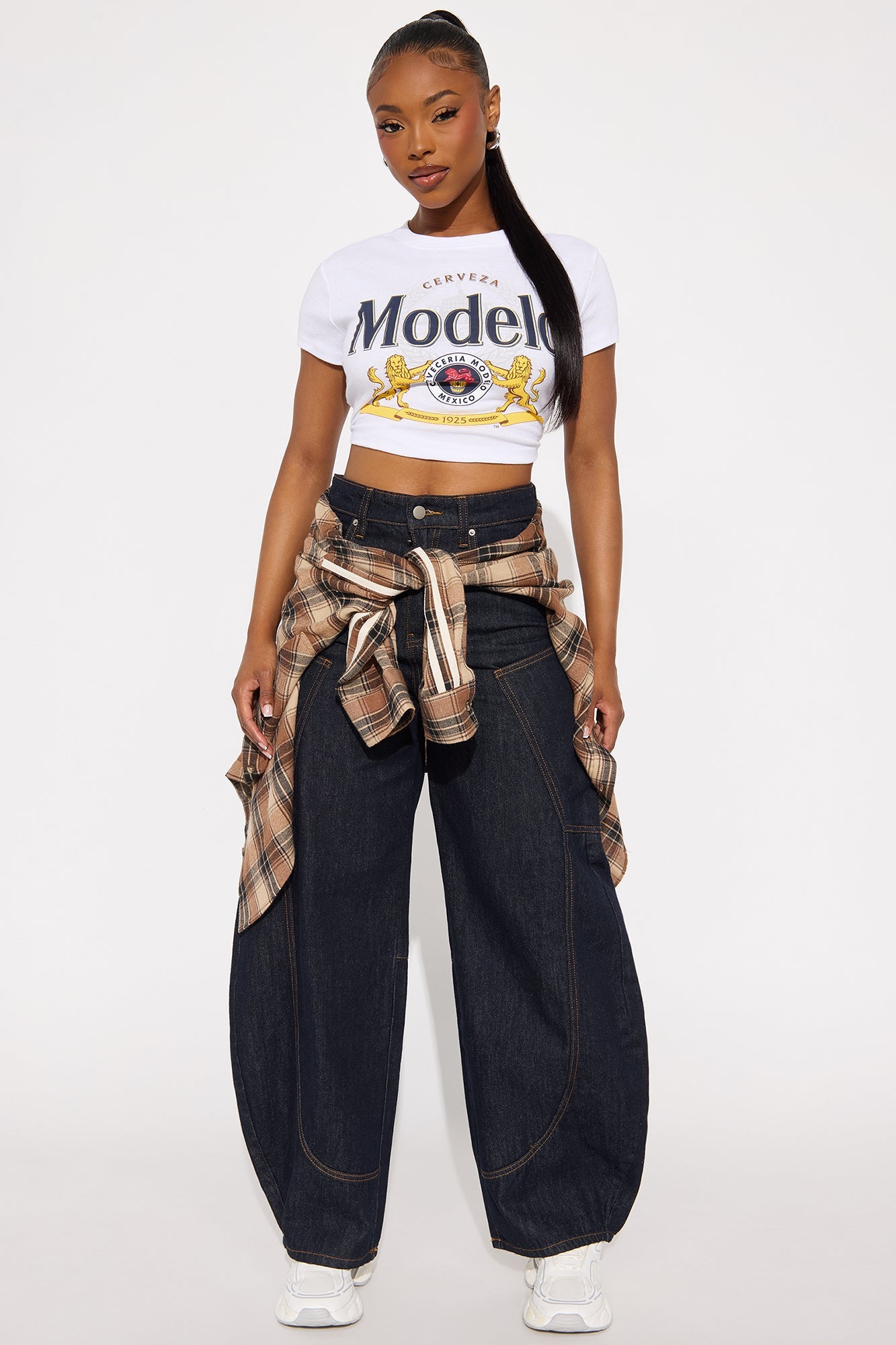 Scene Girl Barrel Leg Jeans - Dark Denim