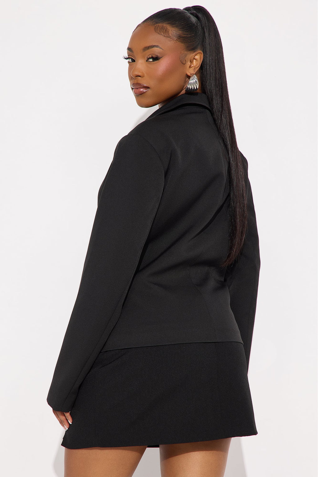 Jaylene Front Zip Fitted Blazer - Black